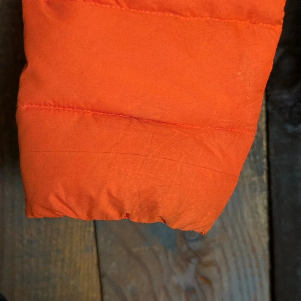 RLX Ralph Lauren Mens Orange Down Puffer Jacket Size S Full Zip Quilted 41381‎